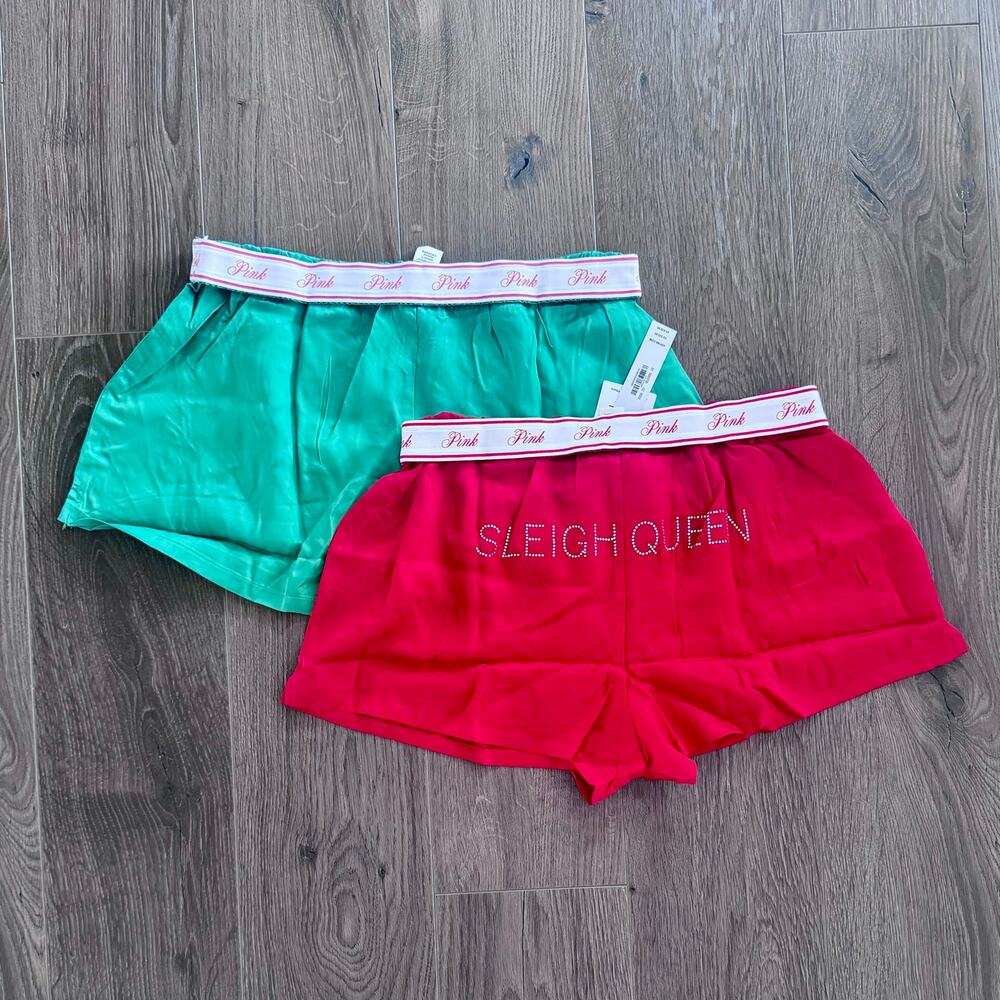 PINK Victoria’s Secret Christmas Sleep Shorts Bundle Silky Tencel Holiday Small